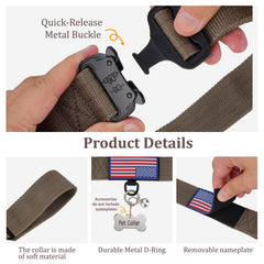 KCUCOP heavy-duty collar with removable flag patch for customizable style