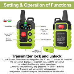 KDSZJDV Citronella collar mode close-up showing beep, vibration, spray indicators.