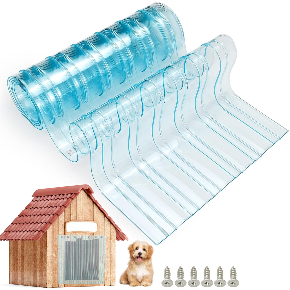 Keedolla dog door strips front view showing clear material for easy pet entry