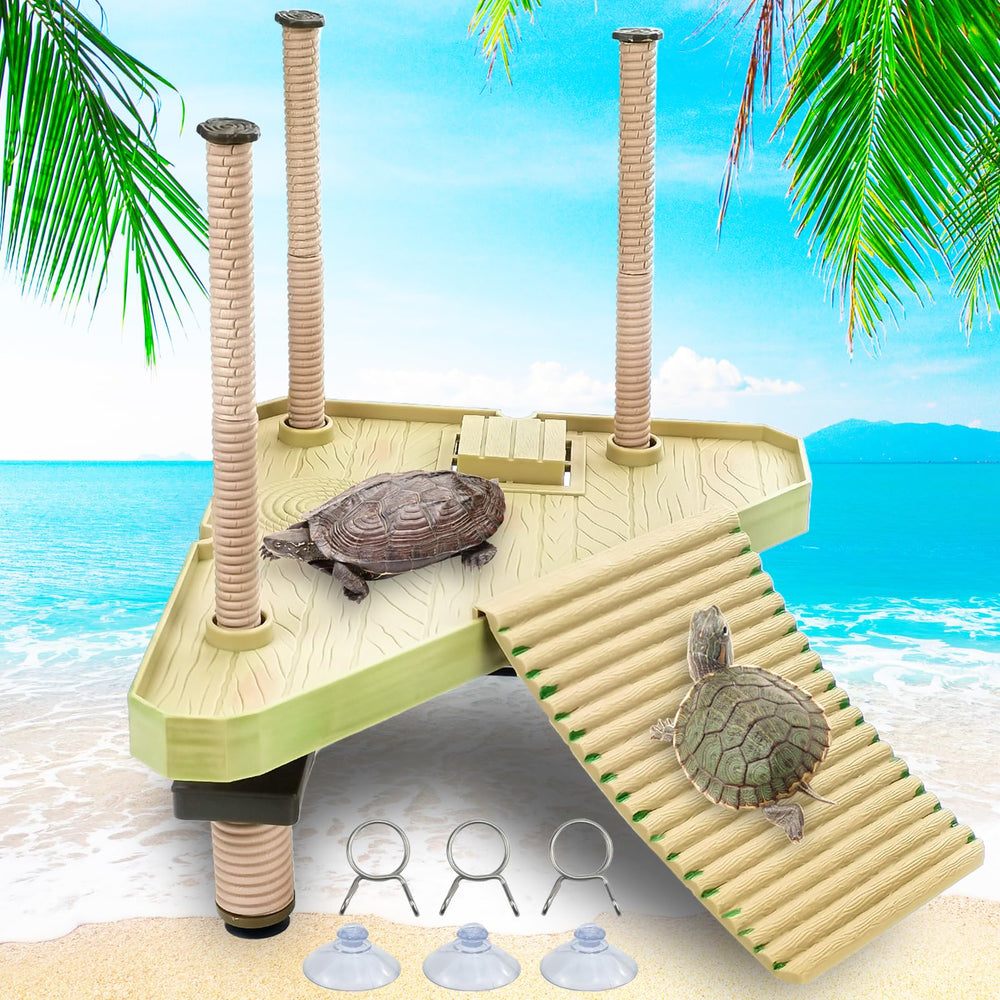 Keedolla floating turtle pier assembly shows adjustable basking dock setup.