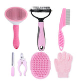 KEEPLKVOC 7pcs dog grooming kit self-cleaning brush eases shedding with a skin-friendly design.