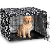 Kefit dog crate cover fully draped over a 36-inch crate for privacy.