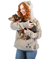 Kei Tomlison big pouch hoodie front view showing convenient pet carrier for hands-free outings