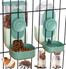 Kenond 35oz hanging feeder front view with dual bowls for small pets.