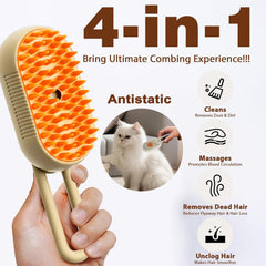 Keoshiga Cat Steam Brush massage head highlights soothing cat massage during grooming