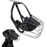 KEUYE Great Dane Muzzle full view shows reinforced metal basket for safety.