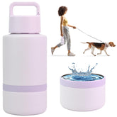 KEWIXY insulated dog water bottle with travel bowl keeps water cold during hikes