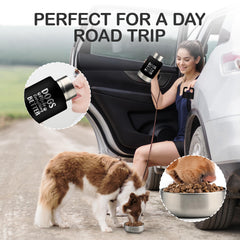 KEWIXY leak-proof stainless steel dog bottle highlights secure carry and spill-free outings.