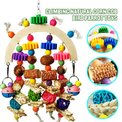 Kewkont bird toys natural-rattan-ball closeup highlights tactile rattan texture for exploration.