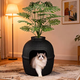 Keygarzone hidden litter box with faux plant front view shows discreet privacy