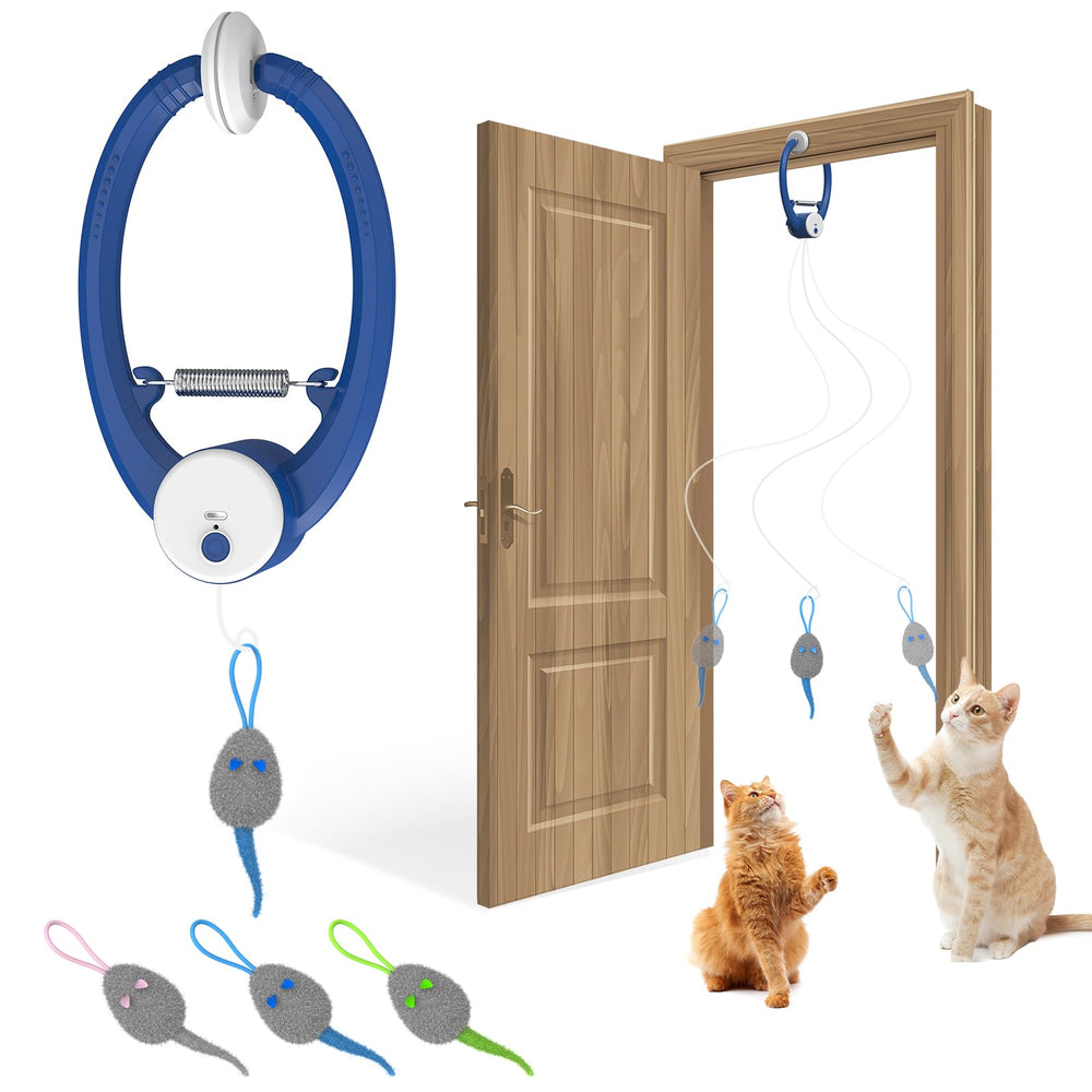 Kezlume cat toy door-hanging in action promotes independent indoor play.