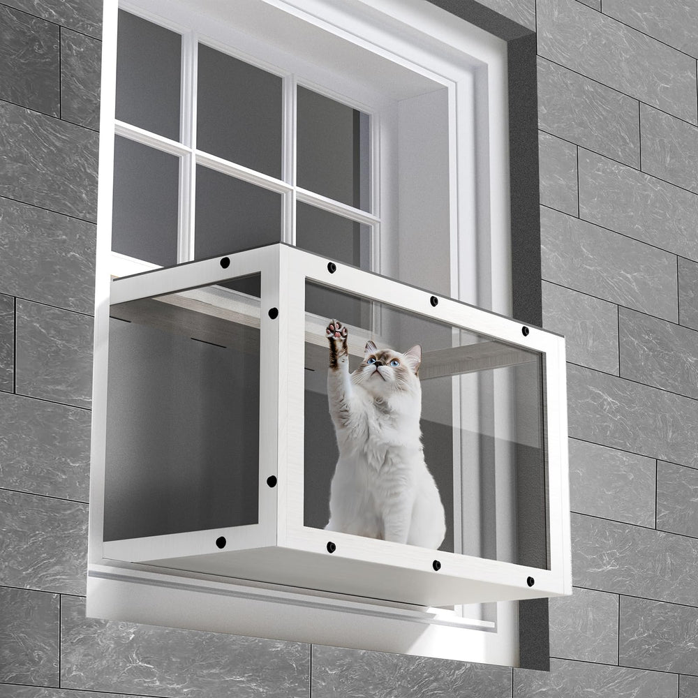 KGCCIZI Window Cat Perch Catio wooden frame shows sturdy support for indoor viewing.
