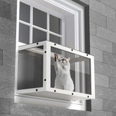 KGCCIZI Window Cat Perch Catio wooden frame shows sturdy support for indoor viewing.