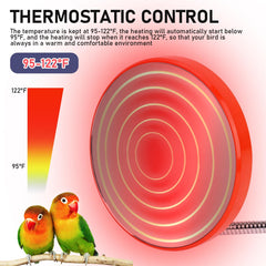 KHEARPSL bird heater thermostatic control maintains comfortable warmth.