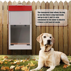 KHEARPSL large dog feeder outdoor setup demonstrates gravity feed for worry-free meals