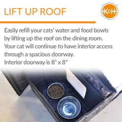 K&H Pet Products heated-dining-room setup showcases cozy warmth for multiple cats.