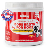 Kibbly Bone Broth Powder bottle: convenient daily digestive support for dogs.