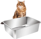 Kichwit large stainless steel litter box shows rust resistance for lasting durability.