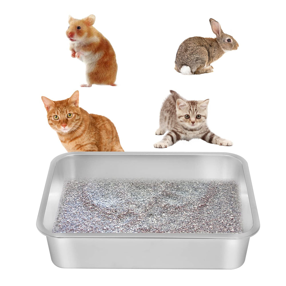 kichwit stainless steel cat litter box exterior shine highlighting durability and rust resistance