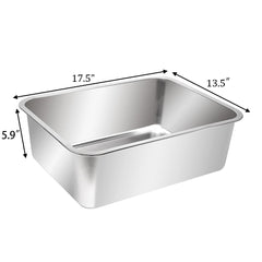 Kichwit stainless steel cat litter box rounded edges close-up, safe handling.