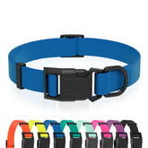 Kidding Pets waterproof blue collar close-up showing dirt resistance for outdoor adventures