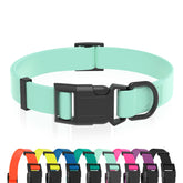 KIDDING PETS waterproof collar mint green close-up, dirt-resistant for outdoor adventures.