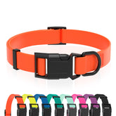 Kidding Pets waterproof orange collar with quick-release buckle for easy on/off.