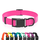 Kidding Pets waterproof dog collar pink close-up highlights durable coated nylon and easy cleaning