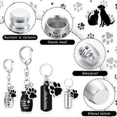 Kigeli paw-print cylinder keepsake keychain portable memorial for cat ashes on the go