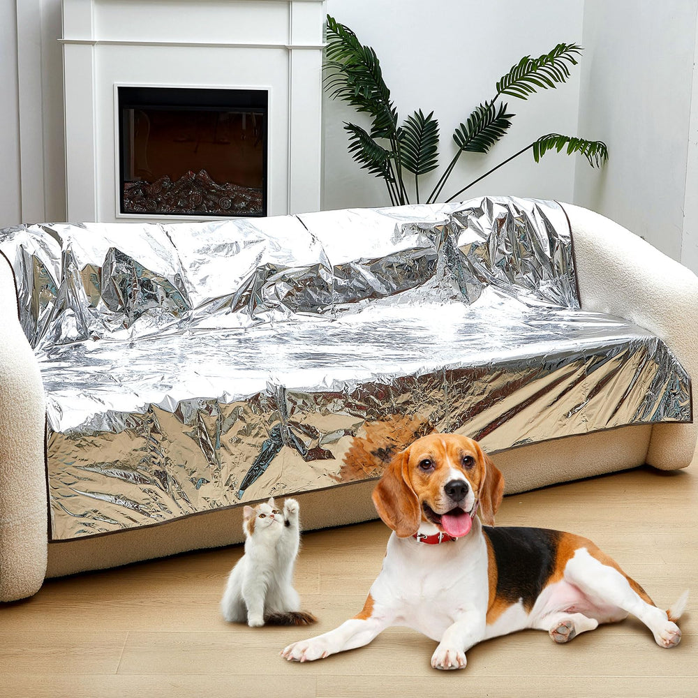 Kigley couch deterrent mat on a brown couch for furniture protection