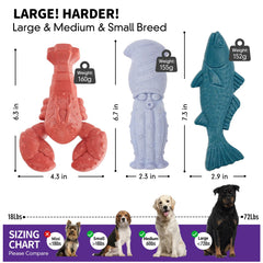 Kimee dog toys sea bass design promotes focused chewing and boredom relief.