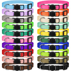 Kimgep 20-pack puppy collars in vibrant colors for quick ID during walks.