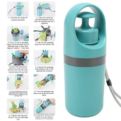 KIMISS pooper scooper with retractable strap demonstrates hands-free carry during walks.