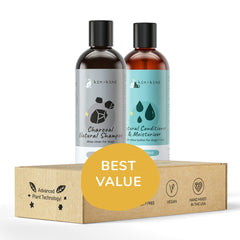 Kin+Kind charcoal shampoo bottle close-up for odor control and gentle cleansing