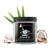 Kin-kind Organic Coconut Oil bottle for dogs and cats—easy feeding supplement.