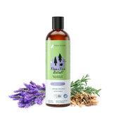 Kin-kind dog shampoo lavender bottle promotes gentle cleansing with calming lavender scent.