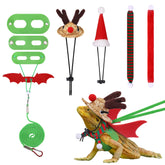 KINBOM Bearded Dragon Christmas Costume with antler hat for festive photos
