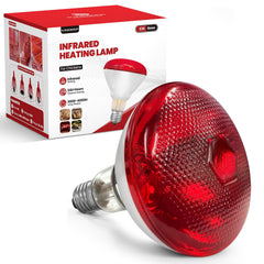 KINDEEP 250W heat lamp glow shot showing warm, gentle illumination for animals