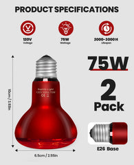 KINDEEP infrared heat lamp 75W pack basking-spot glow enables active daytime basking