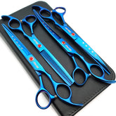 KINGSTAR 7in titanium blue straight scissors for precise dog grooming
