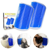 Kingtree cat corner scratcher self-groomer mounted on wall for gentle grooming.