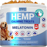 Kinpur Calming Chews jar label highlights ingredients for calming support
