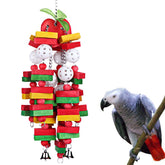 KINTOR Bird Chewing Toy 22in with colorful wood blocks for parrot enrichment.