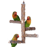 KINTOR Bird Perch Nature Wood Stand top view shows natural branch design for social parrots