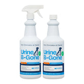 KINZUA ENVIRONMENTAL Urine B-Gone bottle pour demonstrates rapid odor elimination capability.