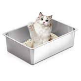 Kirecoo stainless-steel cat litter box open-top design for easy entry and quick cleanups.