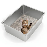 Kirecoo XL stainless steel litter box with open top for anxiety-free entry