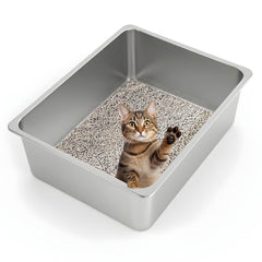 Kirecoo XL stainless steel litter box with open top for anxiety-free entry