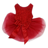 Kirei Sui Rosettes Dress small red front view for festive holiday photos and comfortable wear.