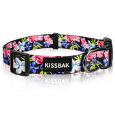 KISSBAK large pink peony dog collar for daily comfort and standout style.